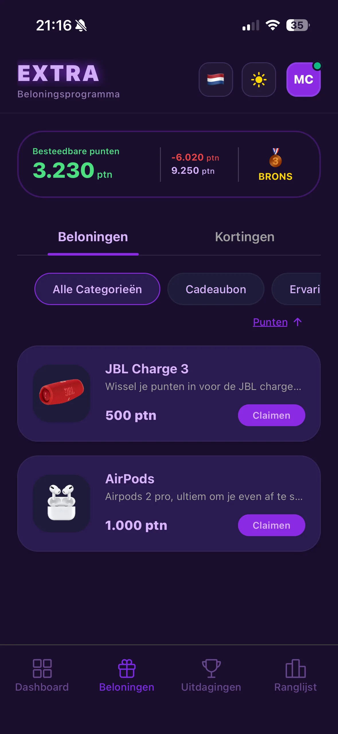 EXTRA app – beloningen zoals JBL en AirPods