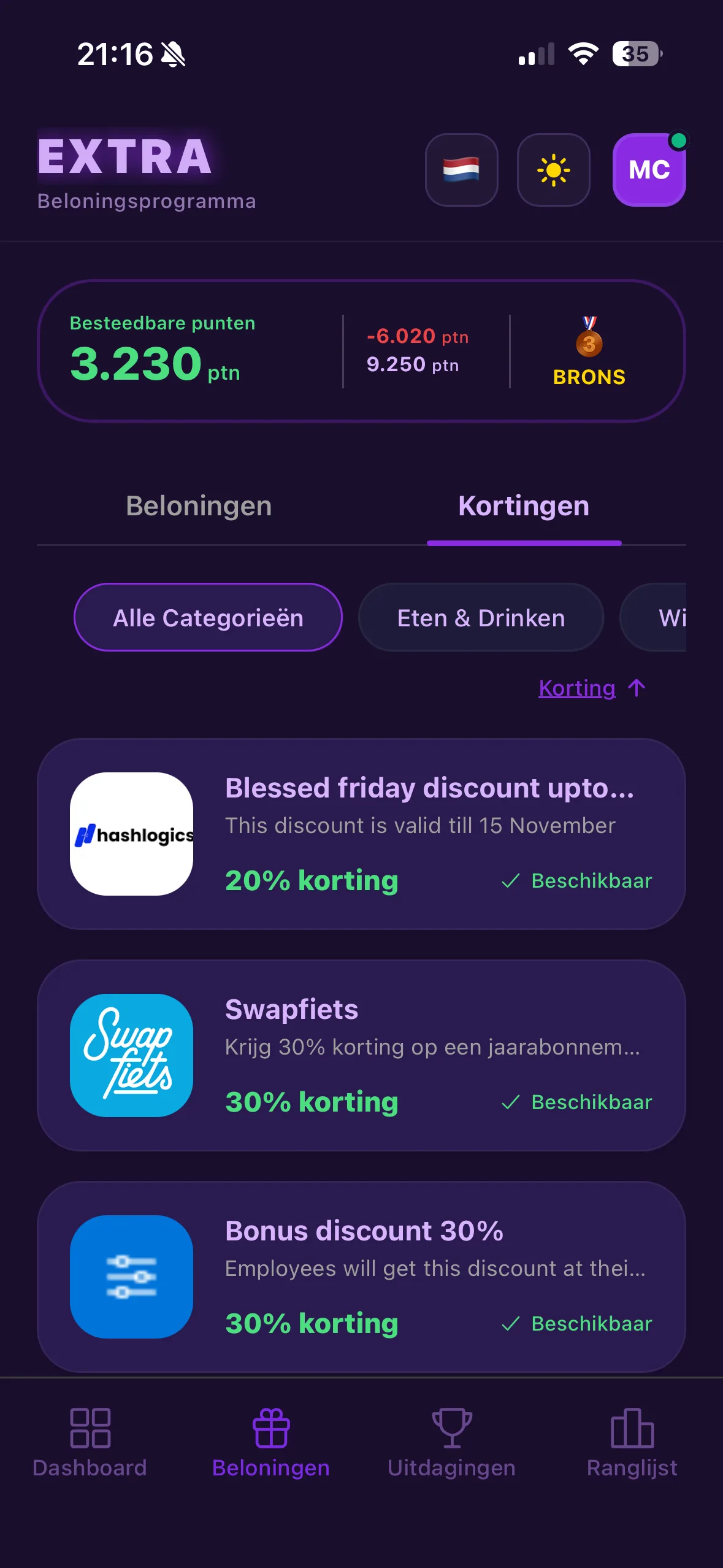 EXTRA app – kortingscodes en partner deals